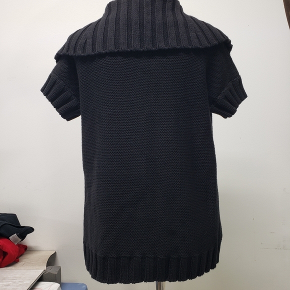 Kenneth Cole Reaction Black Ribbed Knit Short Sleeve Cardigan Sweater Size S Y2K - Picture 5 of 13